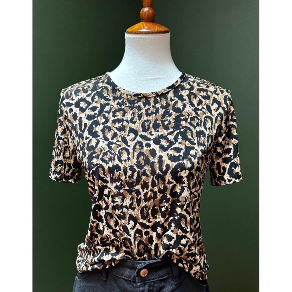 Jaclyn Smith Classic‎ Leopard Print Short Sleeve Top Women's Size S